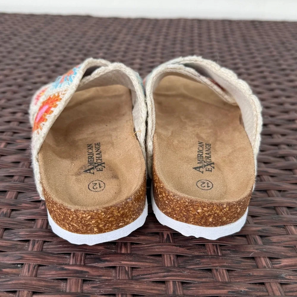 American Exchange Kids Crochet Granny Square Slide Sandals Multicolor Size 12